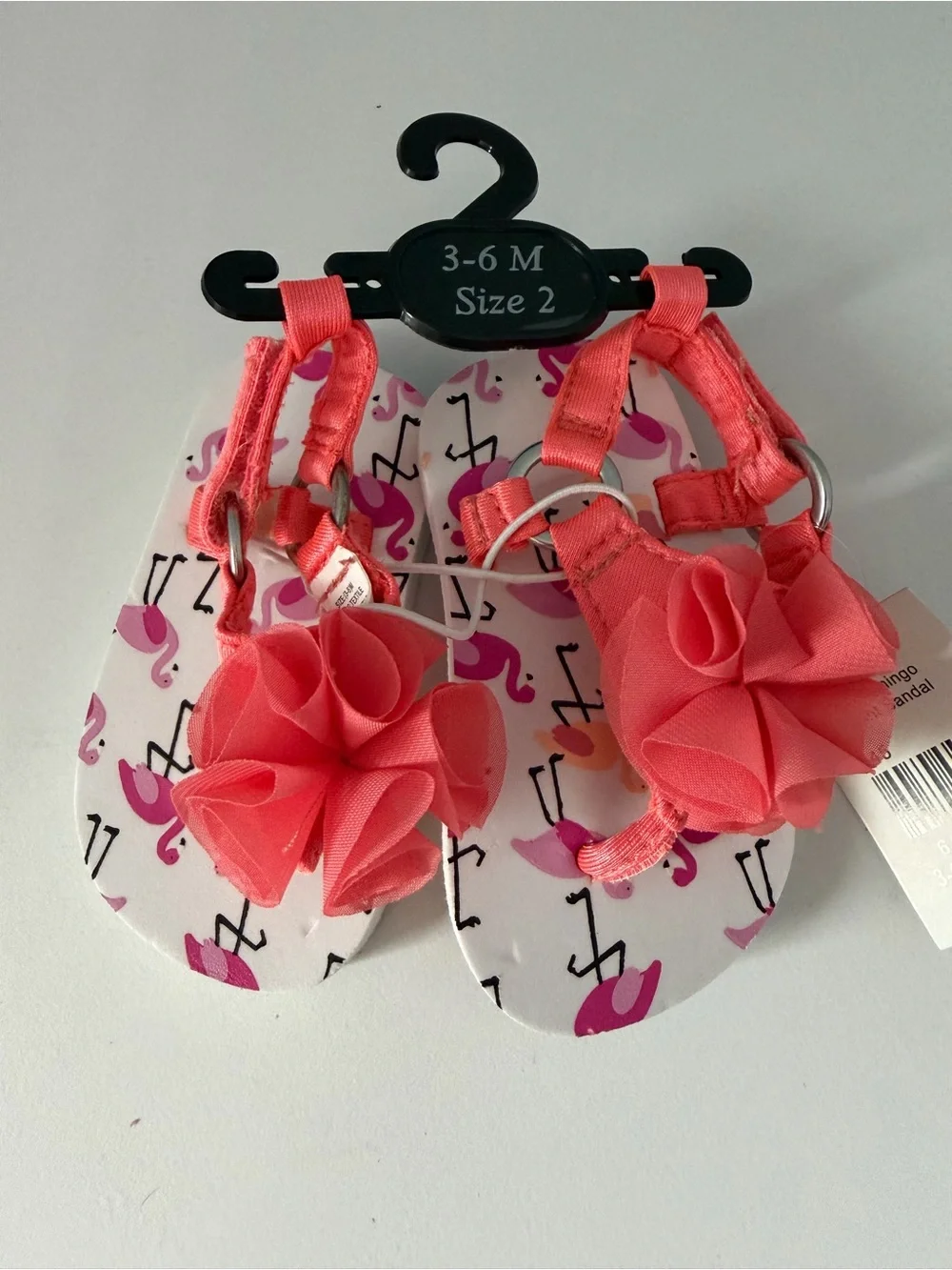 Coral Floral Pom Sandals for Girls - Size 3-6M
